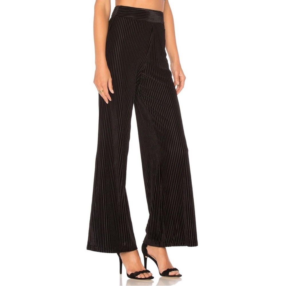 Tularosa Revolve Black Ribbed Velvet Flare Pants Size XS High Rise‎